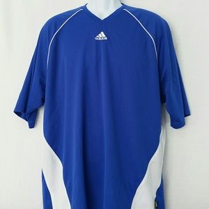 Adidas men's white/blue top Active wear Sz XLarge